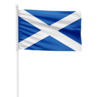 Realistic Scotland Flag Waving on a White Metal Pole with Transparent Background png