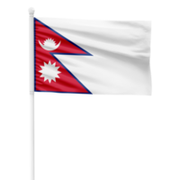 realistisk nepal flagga vinka på en vit metall Pol med transparent bakgrund png