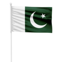 realistisk pakistan flagga vinka på en vit metall Pol med transparent bakgrund png