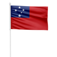 Realistic Samoa Flag Waving on a White Metal Pole with Transparent Background png
