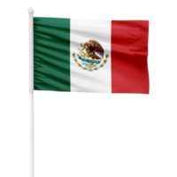 realistisk mexico flagga vinka på en vit metall Pol med transparent bakgrund png