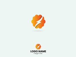 Brain energy logo design. Electricity. Energy brain vector. Colorful. Human brain. Premium template. Modern. Doctor. Hospital vector