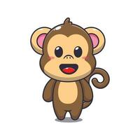 Cute monkey cartoon vector illustration.