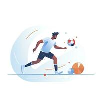 AI generated Minimalist UI illustration of a football player scoring a goal in a flat illustration style on a white background photo