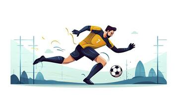 AI generated Minimalist UI illustration of a football player scoring a goal in a flat illustration style on a white background photo