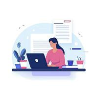 AI generated Minimalist UI illustration of a journalist writing an article in a flat illustration style on a white background photo