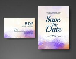 Wedding invitation with abstract watercolor background vector