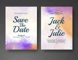 Wedding invitation with abstract watercolor background vector