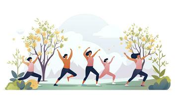 AI generated Active Community Outdoor Exercise Class Illustration for World Health Day photo