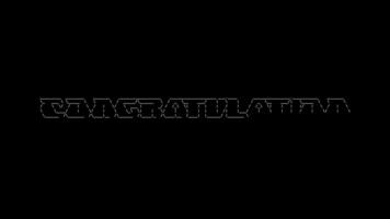 Congratulation ascii animation loop on black background. Ascii code art symbols typewriter in and out effect with looped motion. video