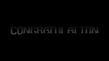 Congratulation ascii animation loop on black background. Ascii code art symbols typewriter in and out effect with looped motion. video