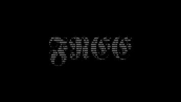 fri ascii animering på svart bakgrund. ascii konst koda symboler med lysande och glittrande pärlar effekt bakgrund. attraktiv uppmärksamhet kampanj. video