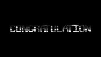 felicidades ascii animación en negro antecedentes. ascii Arte código símbolos con brillante y reluciente destellos efecto fondo. atractivo atención promoción. video