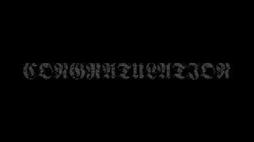 felicidades ascii animación en negro antecedentes. ascii Arte código símbolos con brillante y reluciente destellos efecto fondo. atractivo atención promoción. video