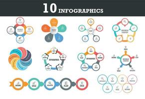 The Biggest Infographics Bundle Ever - includes 10  presentation infographics template Sets. vector