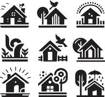 House Icon Set. Home vector illustration symbol