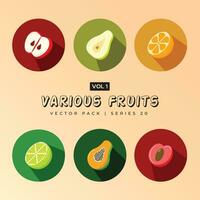 dibujo Fruta íconos en garabatear estilo - todas popular frutas vector ilustraciones
