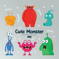 set of cute monsters - set of monsters collection - funny monster character set vector illustration