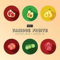 Abstract Fruit shapes art print elements - Colored flat vector illustration isolated on white background