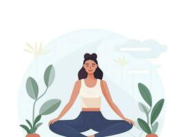 AI generated Minimalist UI illustration of a yoga instructor teaching a class in a flat illustration style on a white background photo