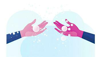AI generated Minimalist UI illustration of hands washing with soap and water, representing hygiene for World Health Day photo