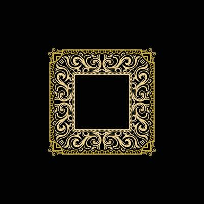 Square Vintage Retro Golden Royal Frame Ornament or Art Deco Badge Emblem Label Illustration