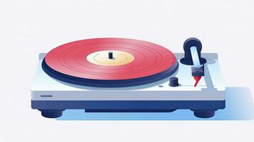 AI generated Retro-Inspired Minimalist Record Player and Vinyls Flat UI Illustration photo