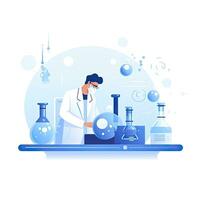 AI generated Minimalist UI illustration of a scientist conducting an experiment in a flat illustration style on a white background photo