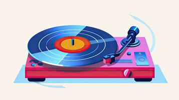 ai generado de inspiración retro minimalista grabar jugador y vinilos plano ui ilustración foto