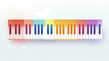 AI generated Minimalist UI illustration of a musical keyboard with notes emanating in a flat illustration. photo