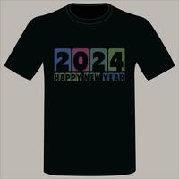 diseño de camiseta feliz año nuevo 2024 vector