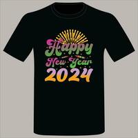 diseño de camiseta feliz año nuevo 2024 vector