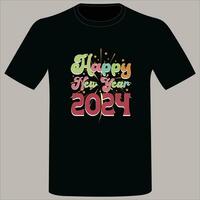 diseño de camiseta feliz año nuevo 2024 vector