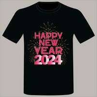 diseño de camiseta feliz año nuevo 2024 vector