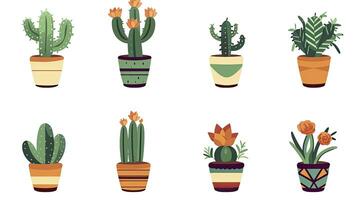 AI generated Minimalist UI illustration of a potted succulent collection in a flat illustration photo