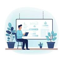 AI generated Minimalist UI illustration of a teacher giving an online lecture in a flat illustration style on a white background photo