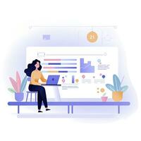 AI generated Minimalist UI illustration of a teacher giving an online lecture in a flat illustration style on a white background photo