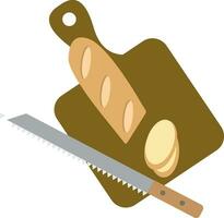 Sliced bread on the cutting board. Fresh baked bread. vector illustration