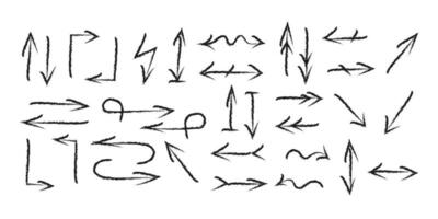 A set of different charcoal arrows pointing in different directions. vector