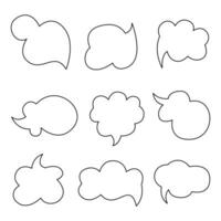 A set of dialog bubbles in the shape of a cloud. Doodle vector illustration.