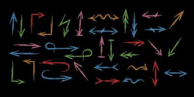 A set of different chalk arrows pointing in different directions. vector