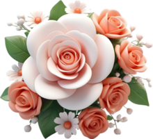 AI generated 3D Floral Model, Flower 3d on a transparent background png