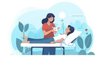 AI generated Minimalist UI illustration of a dentist performing a check-up in a flat illustration style on a white background photo