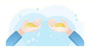 AI generated Minimalist UI illustration of hands washing with soap and water, representing hygiene for World Health Day photo