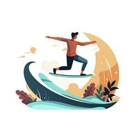 AI generated Sleek Surfer Catching a Wave Minimalist UI Flat Illustration photo