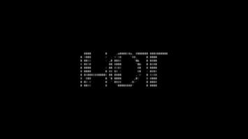 quente ascii animação em Preto fundo. ascii arte código símbolos com brilhando e cintilante brilhos efeito pano de fundo. atraente atenção promo. video