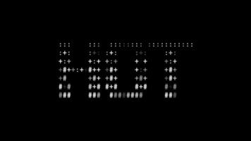 heet ascii animatie lus Aan zwart achtergrond. ascii code kunst symbolen schrijfmachine in en uit effect met lusvormige beweging. video