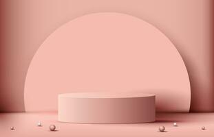 Cosmetic light pink background and premium podium display for product presentation branding and packaging. studio stage with white and pink pearl of background. vector design.