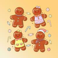 Vector christmas ginger bread stickerpack