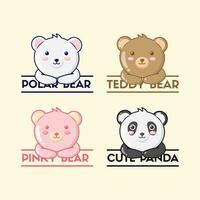 vector cute polar bear pink bear teddy bear and cute panda